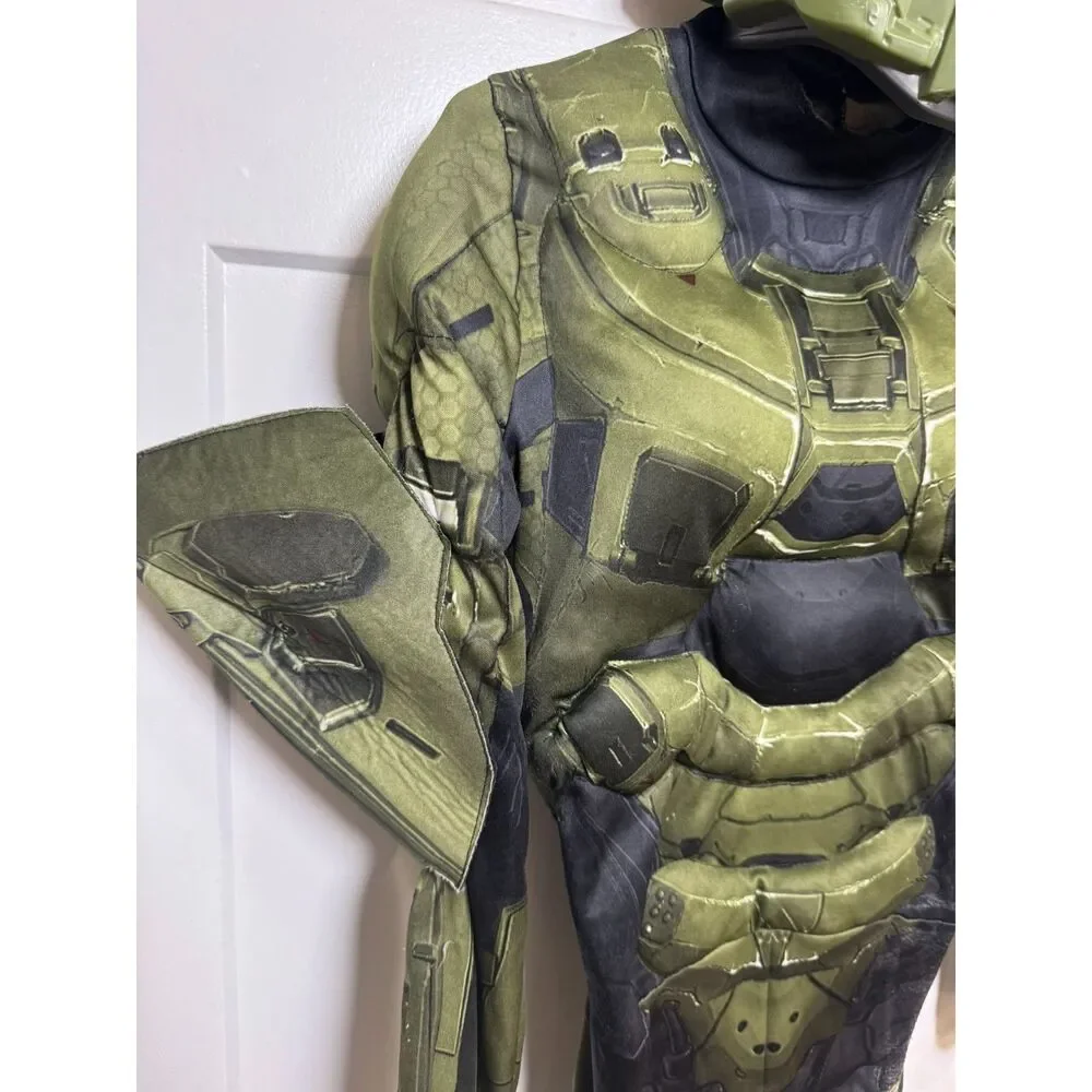 Halo Master Chief Costume Kids Boys XL Muscle Jumpsuit Mask Spartan Halloween